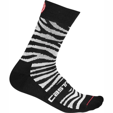 Fietssok Castelli Women Safari 15 Sock Zebra Black White