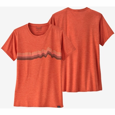 T-Shirt Patagonia Woman Cap Cool Daily Graphic Shirt Ridge Rise Stripe Quartz Coral X Dye