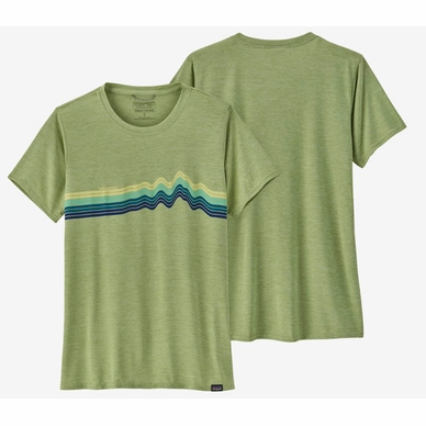T-Shirt Patagonia Woman Cap Cool Daily Graphic Shirt Ridge Rise Stripe Salvia Green X Dye