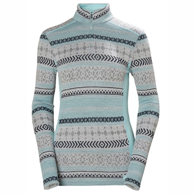Undershirt Helly Hansen Women Merino Mid Graphic 1/2 Zip Blue Tint