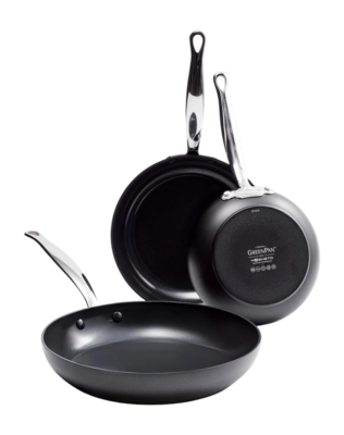 Set di 3 padelle antiaderenti in Alluminio GreenPan Barcelona 20 / 24 /  28 cm, Nero