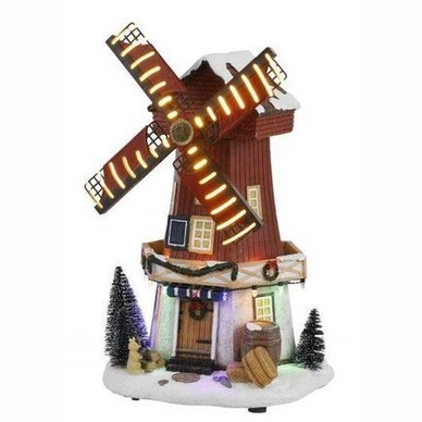 Luville Windmill Christmas Scenery Barrel And Hay Battery Operated