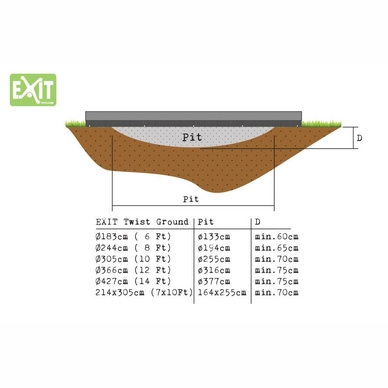 Trampoline Exit Toys Inground Twist 183 Groen/Grijs