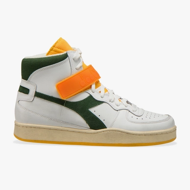 Baskets Diadora Unisex Mi Basket Mid Icona White Greener Pastures Goldfinch