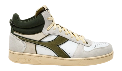 Sneaker Diadora Magic Basket Demi Cut Suede Leather Herren White Kombu Green