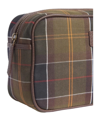 Kulturbeutel Barbour Tartan Leather Wash Bag Herren Classic Tartan Etrias