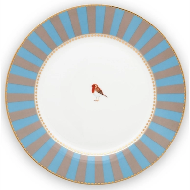 Plate Pip Studio Love Birds Stripes Blue Khaki 21 cm (Set of 6)