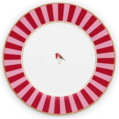 Plate Pip Studio Love Birds Stripes Red Pink 21 cm (Set of 6)