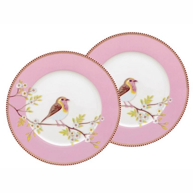 Dinerbord Pip Studio Early Bird Pink 21 cm (Set van 2)