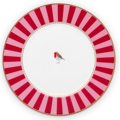 Bord Pip Studio Love Birds Stripes Red Pink 17 cm (Set van 6)