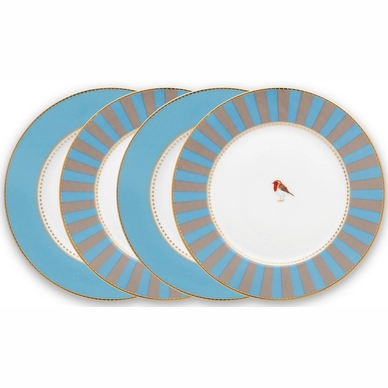Gebaksbord Pip Studio Love Birds Blue Khaki 17 cm (Set van 4)
