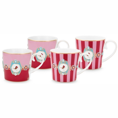 Mok Pip Studio Love Birds Red Pink Small 150 ml (Set van 4)