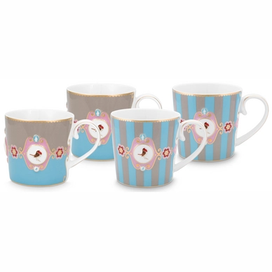 Mok Pip Studio Love Birds Blue Khaki Small 150 ml (Set van 4)