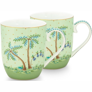 Tasse Pip Studio Jolie Gold Dots Green 145 ml (2 pièces)