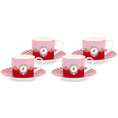 Kaffetasse Pip Studio Love Birds Red Pink 200 ml (4er Set)