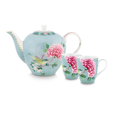 Theeset Pip Studio Blushing Birds Blue (Set van 3)