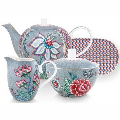 Theeset Pip Studio Flower Festival Blue (Set van 4)