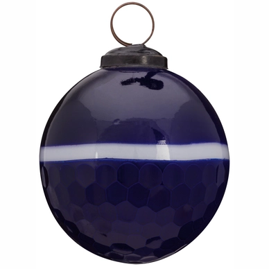 Weihnachtskugel VT Wonen Round Stripe Blue 8 cm (4er-Set)