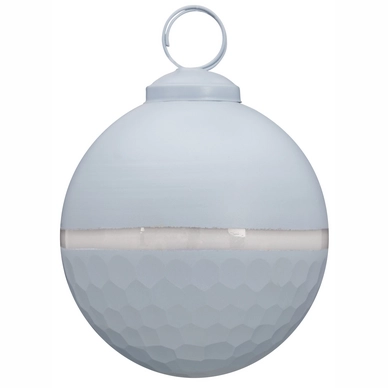 Kerstbal VT Wonen Round Stripe Light Blue 8 cm (set van 4)