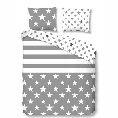 Dekbedovertrek Good Morning Stars n Stripes Grijs Katoen
