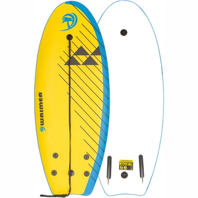 Surfbrett Waimea EPS 114 cm Slick Board Gelb Hellblau