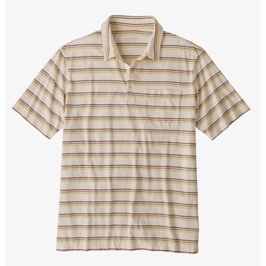 Polo Shirt Men Organic Cotton LW Pacific Stripe White Wash