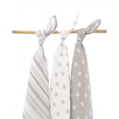 Multidoek Jollein Hydrofiel Starfish Grey (3-delig)
