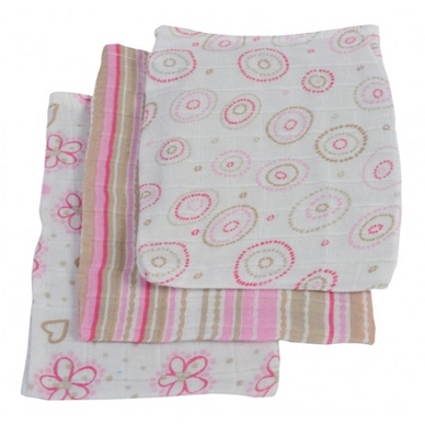 Washandje Jollein Hydrofiel Flower Girl (set van 3)