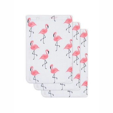 Washandje Jollein Hydrofiel Flamingo (3-delig)