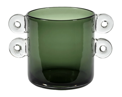Vaso di vetro Serax Objects Wind & Fire By Marie Michielssen h 17,5 cm, Verde scuro