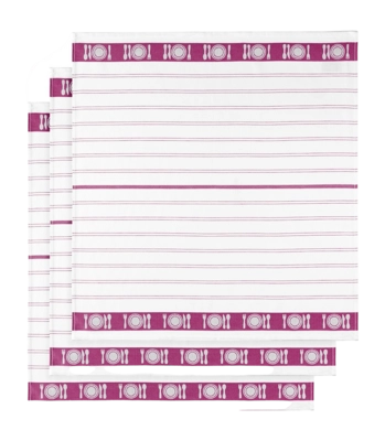 Theedoeken De Witte Lietaer BML White-Fuchsia (Set van 3)