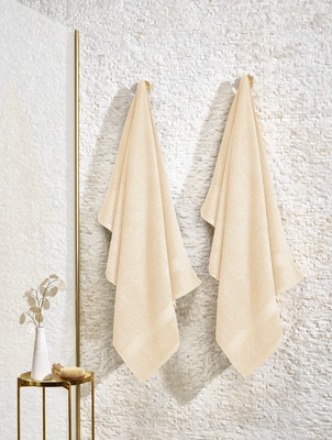 Bath Sheet De Witte Lietaer Stephanie Cream (70 x 140 cm) (Set of 2)