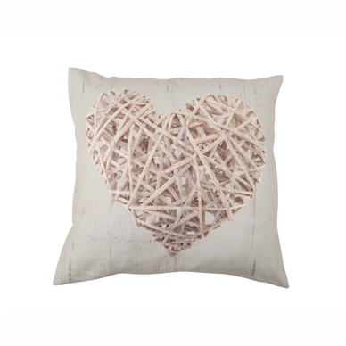 Sierkussen Home Living Hearts Brown Brown (45 x 45 cm)
