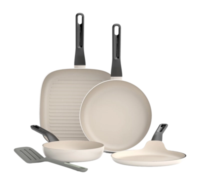 Pfannenset Antihaft Spirit mit Spatel BergHOFF Leo Recycled White (4-teilig)