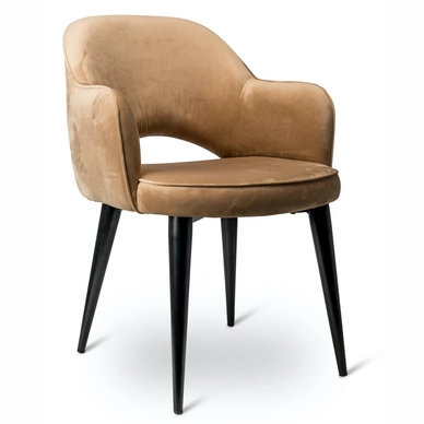 Chair POLSPOTTEN Arms Cosy Velvet Beige / Black Legs
