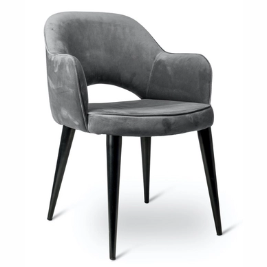 Chair POLSPOTTEN Arms Cosy Velvet Grey / Black Legs