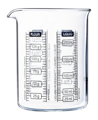 Caraffa graduata Pyrex Classic Kitchen Lab 0,25 L, Vetro, Con tacche di misurazione