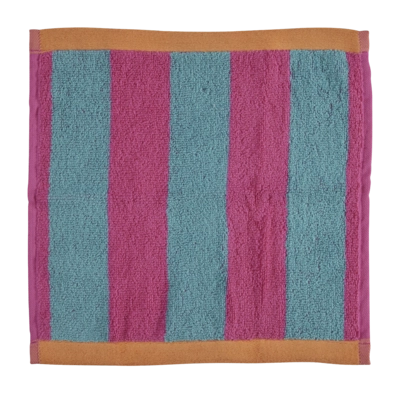 Asciugamano viso Bahne Stripe 30 x 30 cm, 100% Cotone biologico, Rosa / Blu turchese / Arancione