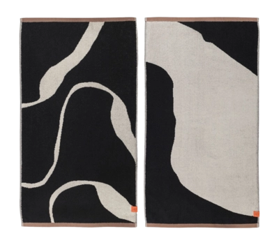 Gastendoek Mette Ditmer Nova Arte Black / Off-White (40 x 55 cm) (Set van 2)
