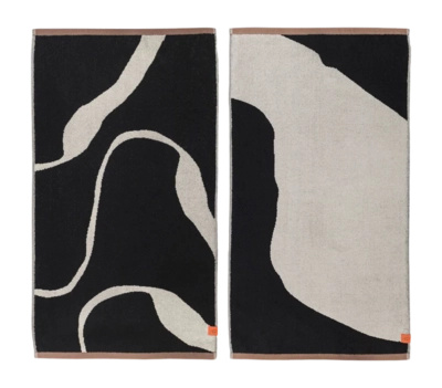 Handdoek Mette Ditmer Nova Arte Black / Off-White (50 x 90 cm) (Set van 2)