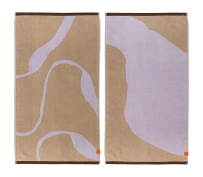Handdoek Mette Ditmer Nova Arte Sand / Lilac (50 x 90 cm) (Set van 2)