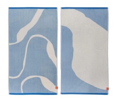 Handdoek Mette Ditmer Nova Arte Light Blue / Off-White (50 x 90 cm) (Set van 2)