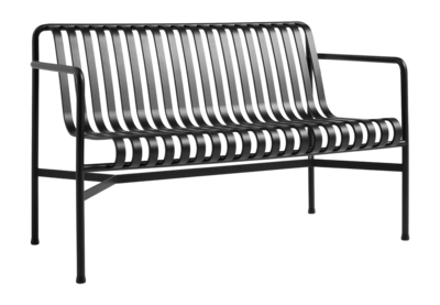 Garden bench HAY Palissade Dining Bench W. Armrest Anthracite Powder Coated Steel