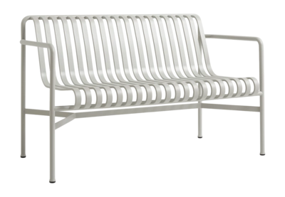 Tuinbank HAY Palissade Dining Bench W. Armrest Sky Grey Powder Coated Steel