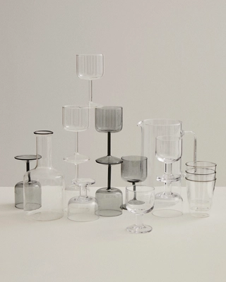 Tint Wine Glass Set of 2 grey_clear_Rim Collection_Glass Jug L_Tavern Glass M clear