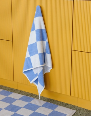 Check Bath Towel sky blue_Check Bath Mat sky blue
