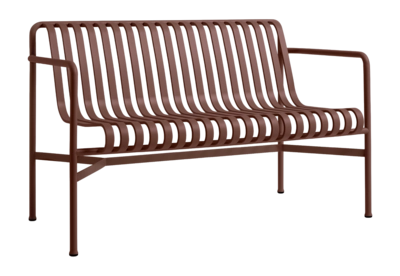 Tuinbank HAY Palissade Dining Bench W. Armrest Iron Red Powder Coated Steel