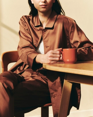 Outline Pyjama LS Shirt S-M milk chocolate_Outline Pyjama Trousers S-M milk chocolate_Barro Cup Set of 2 natural