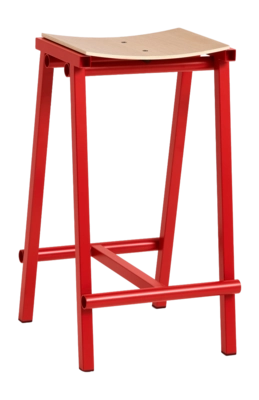 Barstoel HAY Taburete 8 Bar Stool Low Signal Red Powder Coated Base H65