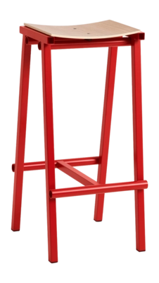 Barstoel HAY Taburete 8 Bar Stool High Signal Red Powder Coated Base H75